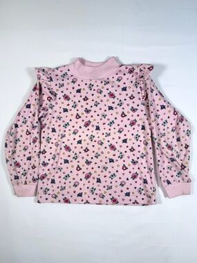 VINTAGE HEALTHTEX Girls 6 Floral Hearts Sweatshirt Cottagecore Retro Pink 1994